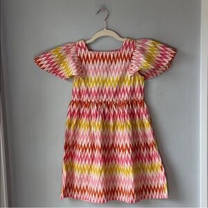 Mini Boden Cotton Chevron Stripe Printed Woven Dress
